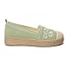 Imagen de GLAMORA Bailarinas Mujer Manoletinas Merceditas Slip On Lona Zapatos Planos Plataforma Baja Zapatillas Casual Cómodas Primavera Verano Puntera Crochet Estilo Esparto con Detalle Bordado green-38
