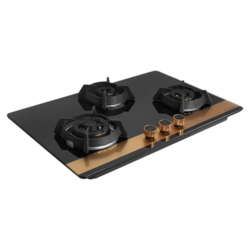 Faber 78cm 3Burner Gas Hob | Flame Failure Device | Cast Iron Pan Support | Metal Knobs | Dual Flame Burner | 8mm Toughened Black Glass | Versatile... - Image 4