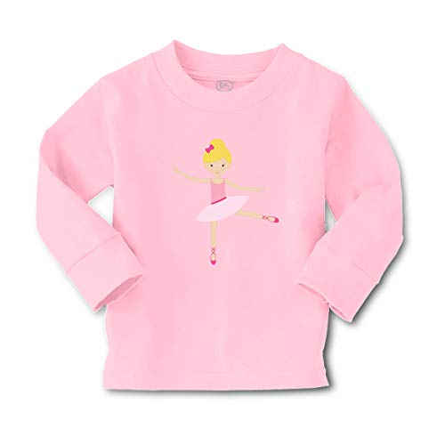 Kids Long Sleeve T Shirt Ballerina Dance 1 Bun Pink Bow Blonde Cotton Boy & Girl Clothes Funny Graphic Tee Soft Pink Design Only 4T