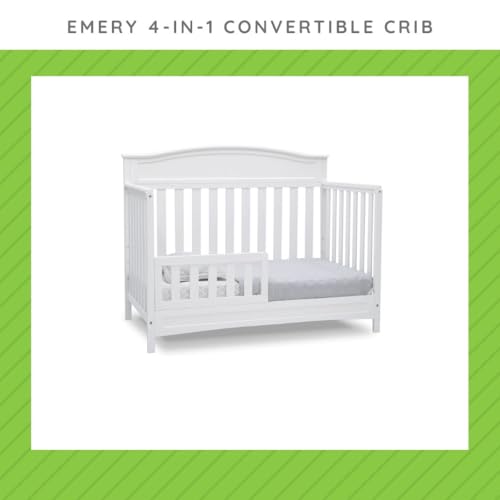 Image of Toddler Bed Safety Guard Rail Compatible with Delta Children Convertible Cribs - Solid Wood Rail for Convertible Crib to Toddler Bed Conversion - Safety Guard Rail for Children (White - 100, #0080)