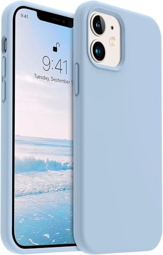 Image of Premium Liquid Silicone Case for iPhone 12 & 12 Pro - Slim Full Body Protective Back Cover with Soft Microfiber Lining, Anti-Slip Grip Scratch Resistant Phone Case(Light Blue)