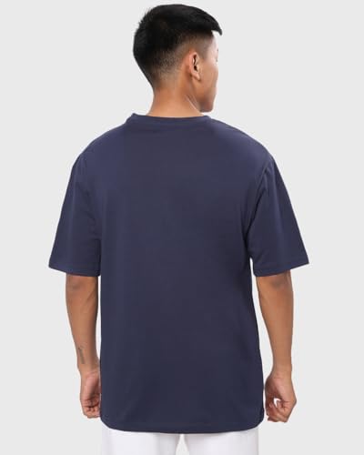 Image of Bewakoof Men's Cotton Typography Oversized Fit Half Sleeve Round Neck T-Shirt | Casual Wear | Street Wear | Oversized t Shirt for Men Cotton | Baggy