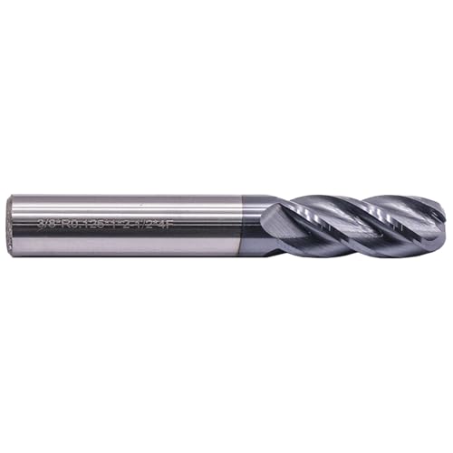 Image of 3 /8 inch 4 Flute Solid Carbide End Mill, 0.125 inch Corner Radius, AlTiN Coated | 30 Degree Helix, 3 /8 inch Cutting Diameter, 3 /8 inch Shank Diameter, 1 inch Length of Cut, 2-1 /2 inch Overall Length