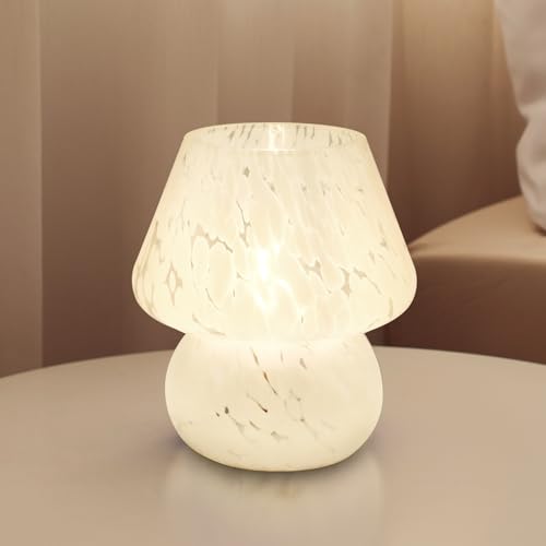 Image of Dawnwake Mushroom Lamp Table Lamp for Bedroom,Small Desk Bedside Lamps for Living Room,Mushroom Decor Cute Mini Modern Mid Century Lamps for Night Stands (Flame White)
