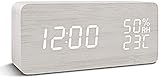 ⌚【MUESTRA LA HUMEDAD Y TEMPERATURA】: reloj despertador Led se puede muestra la temperatura -20℃ -50℃; Humedad 20% -95%. Presione el botón "UP" para cambiar el formato de visualización de la temperatura (℃/℉). Se cambia la temperatura y humedad a medida que la temperatura ambiental de la habitación, y no necesita operar manual.