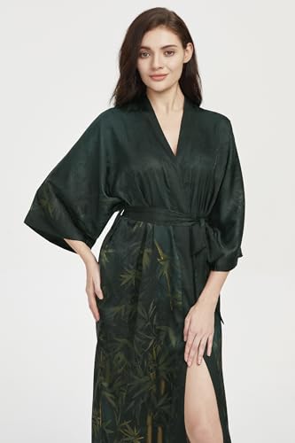 Image of PRODESIGN Kimono Robe for Women - Long Satin Sleepwear Silky Kimono Cover-Up Nightgown Japanese Bathrobe Loungewear Blouse