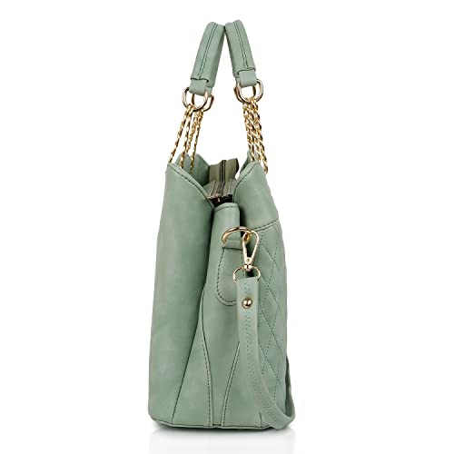 Image of EVEDA Synthetic Vegan Leather Classic Chain Strap Top Handle Handheld Shoulder Crossbody Water Resistant Handbag For Women