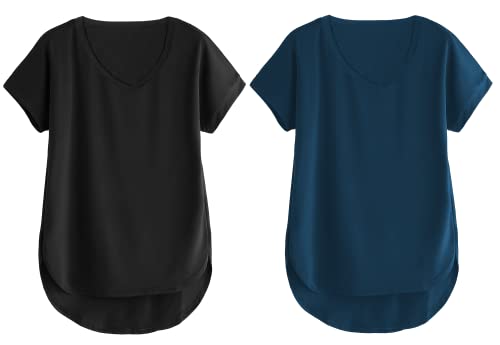 Image of Fabricorn Combo of Three Cotton V-Neck Up Down Short Sleeve Tshirt for Women (Pack of 3)