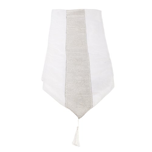 Emma Barclay Tasseled Runner Eclat Tasseled Runner 13 x 72 inches White, 13x72 (33x183cm)