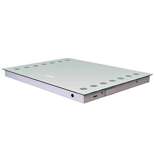 Warmiehomy 80x60cm LED Bathroom Mirror with Lights Illuminated Bathroom Mirror with Demister Pad Shaver Socket for Makeup Cosmetic Shaving Wall Mounted…