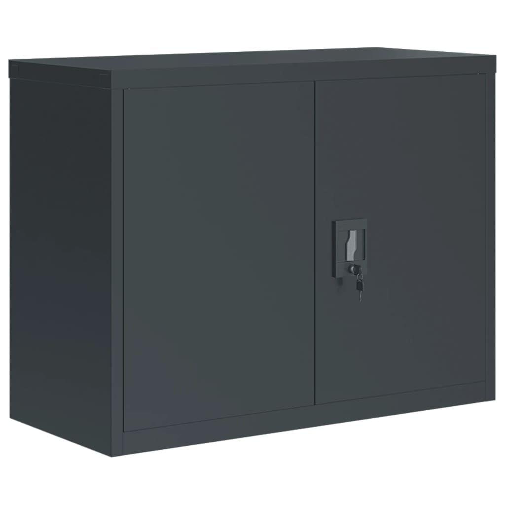vidaXL Aktenschrank, Büroschrank mit Einlegeboden, Abschließbar Metallschrank Schrank mit Türen, Aufbewahrungsschrank Büromöbel, Anthrazit Stahl