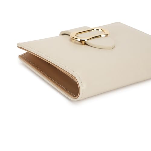 Image of Fastrack Faux Leather Women Buckle Flap Two-Fold Wallet | Multiple Card Slots, Cash Slots, Zip Coin Pocket, Buckle Design Flap | Stylish & Secure | 6 Months Warranty, Beige