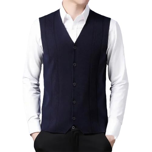 Yeuyyben Men's Business Casual Pullover Warm Sleeveless Sweater Vest Men's Knitted Tops