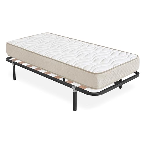 DEKIT - Pack Ahorro somier Lama Ancha Kerry con Colchón viscoelástico Nova Plus 105 x 190 cm