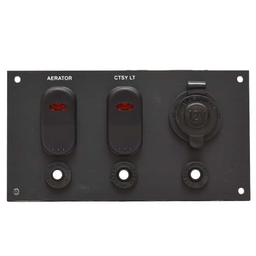 Lowe Boat Switch Panel 2076694 | 6 1/2 x 3 1/2 Inch 12V Black