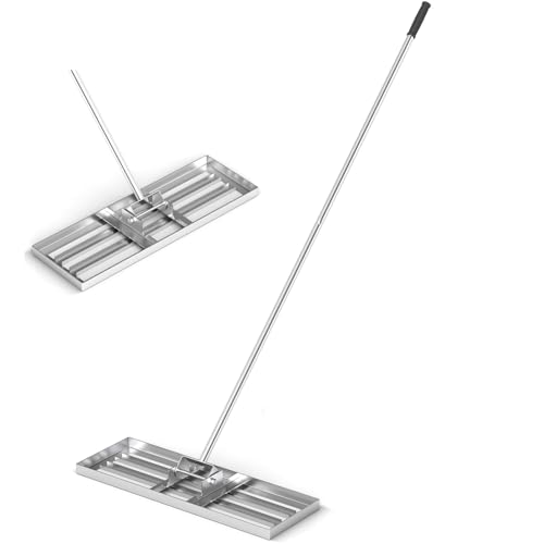 GiantexUK Lawn Leveling Rake 30”/36”/42”/46” x 10”, Powder Coated Steel Lawn Leveller with 77” Long Handle, Soil Leveling Tool for Garden Grass Golf Field Ground (30” x 10”, Silver)