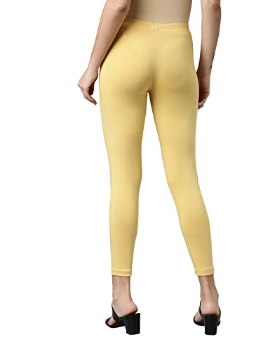 Image of GO COLORS Soft Cotton Stretch Cropped Leggings for Women | Breathable, Mid Rise