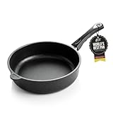 AMT Gastroguss The World’s [.] Casserole Frying Pan Induction, 10.2 inch, 2.8 inch deep, Die-Cast Aluminum Deep Skillet, Induction Stovetop, Lotan® Non-Stick Coating, Chef Pan, AMZN-I-726-US