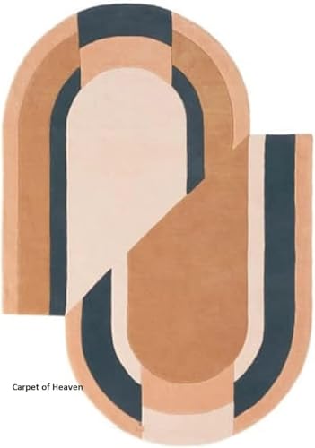 Image of Irregular Shape Handmade Woolen Carpet Multi Colour Size 6x8 feet