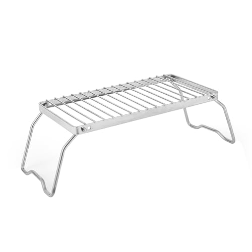 ZONADAH Camping Grill Rack Extended Stainless Steel Foldable Grill Stove Stand Ultralight Campfire Stand Portable Grill Grid for Camping Hiking BBQ Fishing
