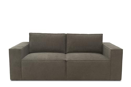 DOMO. collection Sofa Portland, 2-Sitzer Couch, modernes 2er Polstersofa, Garnitur, 210 x 93 x 84 cm (BxTxH), Schlamm (grau)