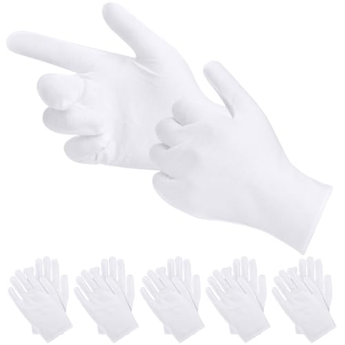 AOOTE Gants Hydratants en Coton Blanc,6 Paires Gant Coton Blanc Hydratants,lavables en machine,Gants Protection pour Peau Sèche et Sensible la manipulation de pièces de monnaie et de bijoux