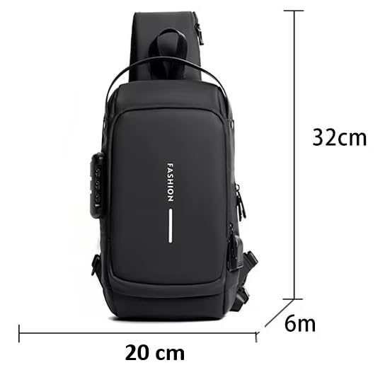 Image of Spiffy SMALL Size Waterproof Polyester Crossbody Sling Bag, Anti Theft Chest Backpack for Men & Women, College Bag, Shoulder Travel Bagpack for Outdoor Work, Hiking