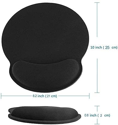 AILRINNI Mouse Mat Mouse Mat Wrist Rest Ergonomic Gaming Mouse Pad Black Mouse Pads Non Slip Rubber Base Memory Foam Mousepad for Computer Laptop Office Typist Working Pain Relief