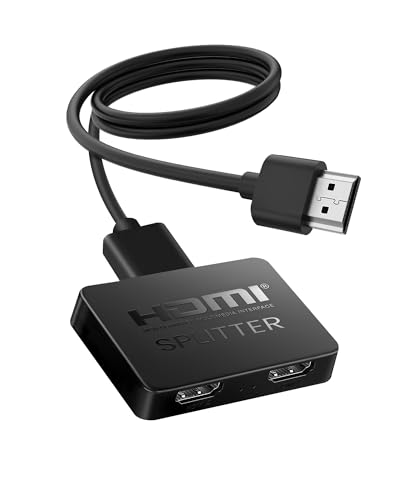 NEWCARE HDMI Splitter 1 in 2 Out, 4K HDMI Splitter 1 in 2 Out Gleichzeitig, Hdmi Verteiler 1 in2 Out, hdmi Splitter 2 Monitore Gleichzeitig Full HD HDTV Blu-Ray DVD, Fire Stick (NOT Extended Display)