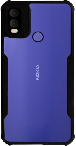Image of AIBEX Crystal Clear Back Cover Case for Nokia C22 | 360 Degree Protection | Shock Proof Design | Transparent Back Cover Case (PC & TPU, Black Bumper)