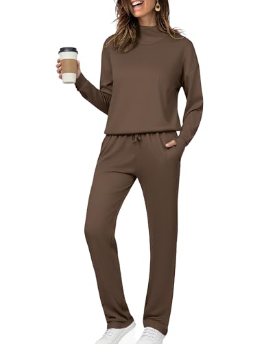Totatuit Totatuit Womens Lounge Sets Two Piece Tracksuits Casual Sweatsuits Mock Neck Tops with Thumb Holes Fall Outfits