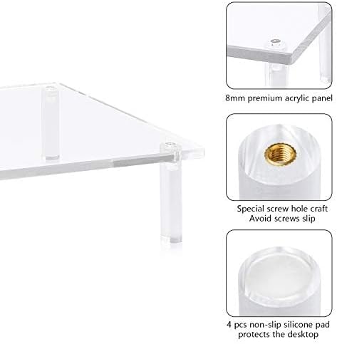 Miniatura 6 de YestBuy Soporte de acrílico para monitor, soporte de computadora transparente para laptop, iMac, PC, impresora, escritorio ergonómico, elevador de
