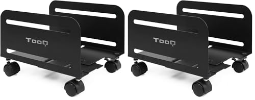 TOOQ UMCS0004-B - Soporte de Suelo con Ruedas para CPU, Metálico, Color Negro (Paquete de 2)