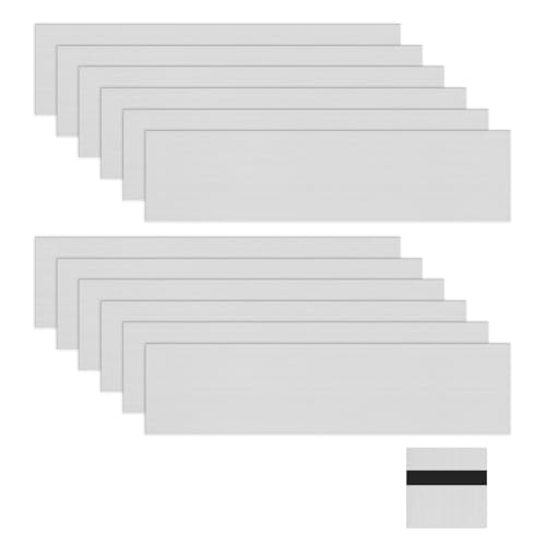 Image of M METERXITY 12-Pack Engraving Blank Materials Double Color 8x2 Inch, 1.3mm Thick ABS Plastic Sheet Yard Signs Name Plate for Door /Office /Home /Conference /Hotel /DIY Carving[Silver /Black]