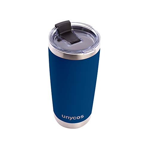 unycos - Termo de Acero Inoxidable con Tapa Antigoteo de 500 ml. Aislamiento de Vacío de Doble Pared, Botellas de Frío/Calor | Tecnología MagSlider - 100% a Prueba de Fugas - Resistente (Azúl Oscuro) Cover