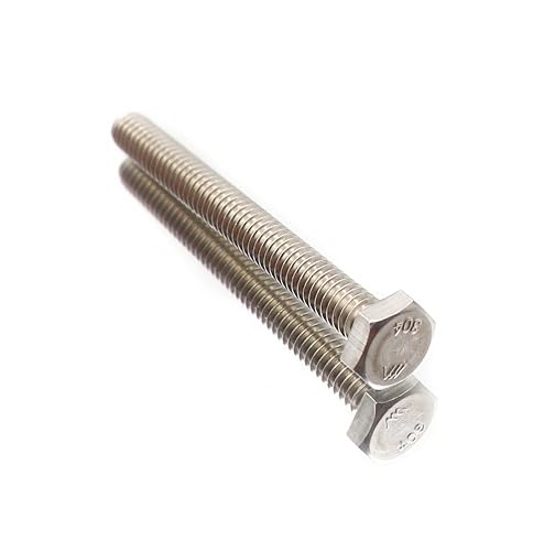 Image of cSeao 10pcs 1 /4-20 x 3 inch Hex Head Bolts Screws, Full Thread, Plain Finish, F593C 18-8 304 Stainless Steel