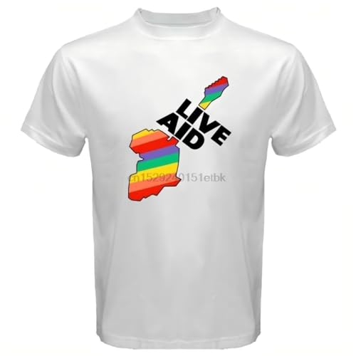 Photo de RRRRDXdx333 Live-Aid-Band-Aid-1985-Music-Festival-Logo-Mens-White-T-Shirt