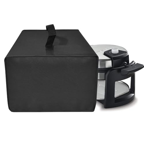 NUENSS-ROR Cover for Cuisinart Round Flip Belgian Waffle Maker WAF-F30NAS, Heavy Duty Waterproof Heat Resistant Cover Case Rotating Waffle Maker Accessories (Black)