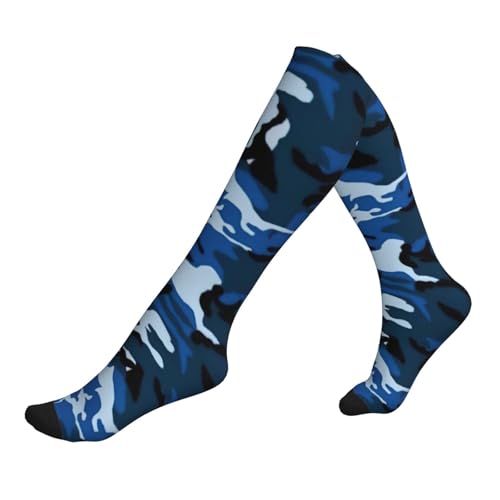 Longzehao Blue Camo Print Compression Socks for Women and Men,15-20 mmHg is Best Support for Athletic sports