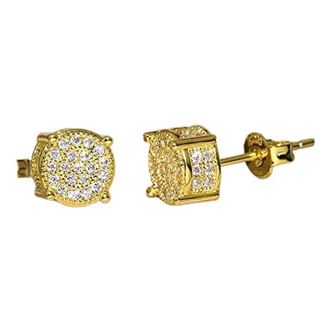 Women Synthetic Diamond Ear Studs Diamond Earrings,Women Girls Jewelry Wedding Dating Festival Gift Zircon Ear Studs Wedding Gift for Party (Gold) Cover