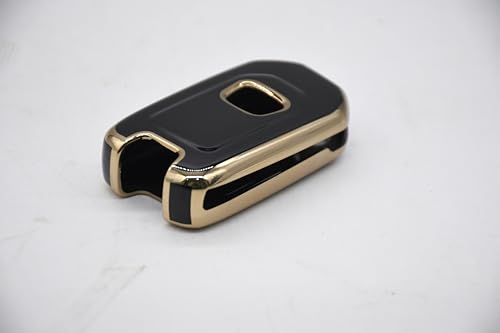 Image of KMH TPU Gold Car Smart Key Cover Compatible for Honda City, Civic, Jazz, Amaze, CR-V, WR-V, BR-V 3 Push Button Smart Key Shell Case Holder, Key Protector (Black Gold) Pack of 2