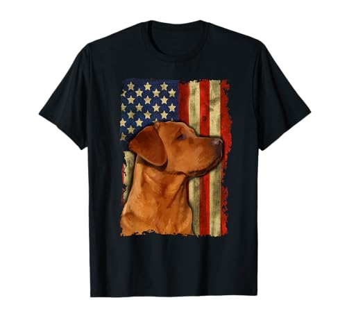 Foxred Labrador Retriever US Flag Fox Red Labrador Dog Lover T-Shirt