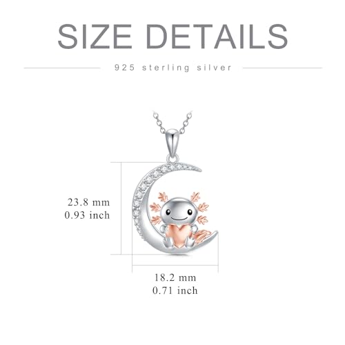 Image of PROESS Animal Birthstone Necklace 925 Sterling Silver Otter /Axolotl /Hippo /Elephant /Dachshund /Monkey /Red Panda Pendant Necklace Animal Birthstone Jewelry Gifts for Women