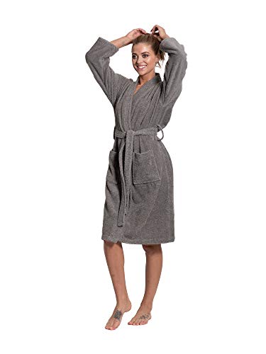 Image of Turkuoise Soft & Absorbent Towel Robe, 100% Cotton Turkish Terry Cloth Kimono Bathrobes for Women