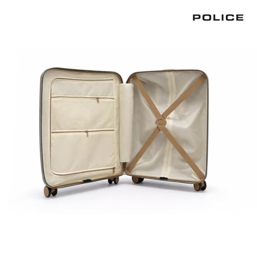 Image of Police Origine Cabin Trolley | 65L Capacity TSA Lock 8 Smooth 360 Spinner Wheels Telescopic Handle PP Hard Shell | Lightweight 20 inch Cabin Luggage for Travel & Weekend Trips (Beige /TAN) (Olive /Tan)