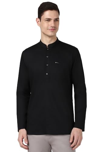Image of Peter England Men Cotton Regular Fit Everyday Festive Solid Short Kurta