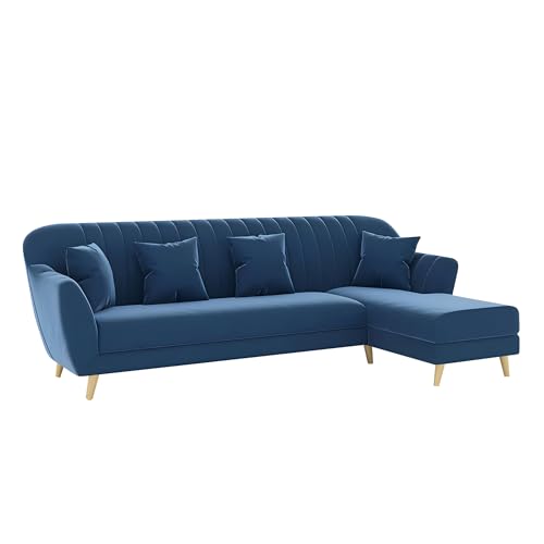 Image of Atticus RHS 6 Seater L Shape Sofa Set for Living Room (Blue Fabric) Premium Fabric Sofa Set