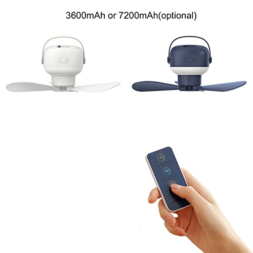 Ventilador de techo con mando y lámpara recargable de 4 velocidades para camping 6