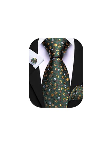 Image of Barry.Wang Ties for Men Silk Tie Sets Polka Dot Woven Necktie Pocket Square Cufflinks Business Wedding