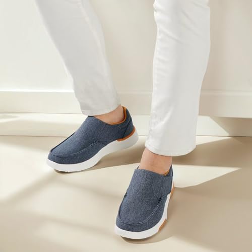 OrthoComfoot Men's Orthopedic Hook and Loop Shose with Arch Support, Comfortable Cushioned Slip On Loafers for Plantar Fasciitis, Casual Orthotic Walking Shoes for Foot and Heel Pain